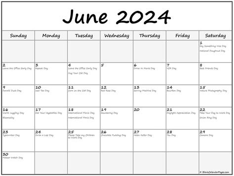 printable june  calendar templates  holidays wiki calendar