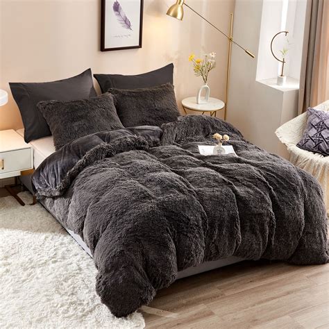 piece duvet cover set plush fluffy ultra soft faux fur comforter