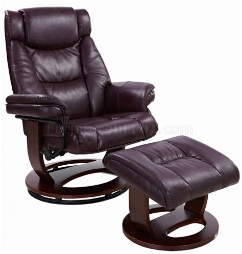savuage bordeaux bonded leather modern recliner chair wottoman