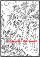 Coloring Adult Sci Fi Alien Monster sketch template