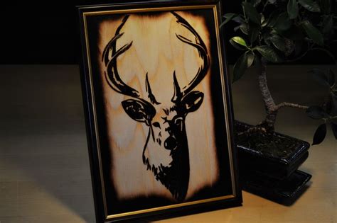 wood burned deer pyrography unique items products handmade