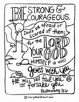 Deuteronomy Courageous Sheet Courage Wrestling Fears Afraid Colouring Romans Kjv Colorear Esv Marydeandraws Kontiki Commandment Biblia Memorize sketch template