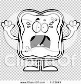 Jam Mascot Screaming Toast Outlined Coloring Clipart Vector Cartoon Cory Thoman sketch template