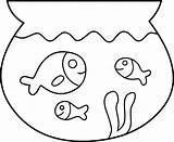 Bowl Clip Coloring Pet Fishes Fish Clipart Goldfish Fishbowl Line Template Sweetclipart sketch template