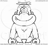 Drunk Coloring Dumb Monkey Orangutan Clipart Cartoon Cory Thoman Outlined Vector Template sketch template