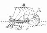 Vikingo Drakkar Barco Vikingos Remos Viki sketch template