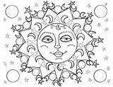 Moon Coloring Pages Sun Stars Printable Getcolorings Earth Star Color Soleil Mandala Book Getdrawings Other Drawing sketch template