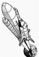 Rocket Ship Coloring Drawing Space Pages Shuttle Rockets Printable Kids Clipart Line Clip Cliparts Launch Cartoon Drawings Rocketship Print Simple sketch template