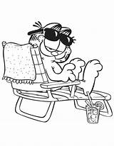 Garfield Coloring Pages Printable Summer Beach Cartoon Characters Print Popular Choose Board sketch template
