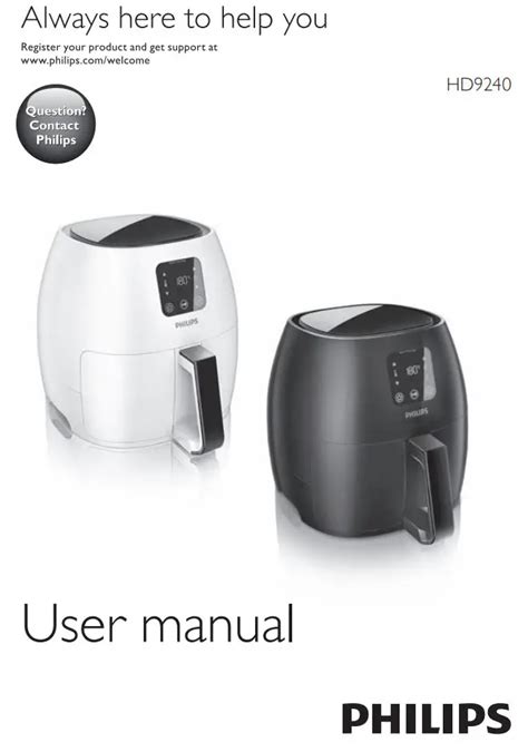philips hd avance collection air fryer xl user manual
