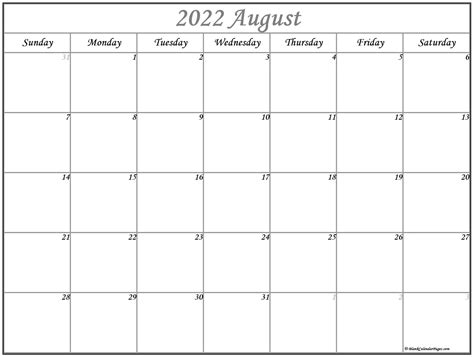 august  calendar  printable calendar templates month