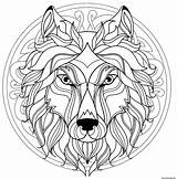 Mandala Coloriage Loup Mandalas Tete Lupus Canis Pintar Dificil Lobos Animaux Jecolorie Mandalasweb sketch template