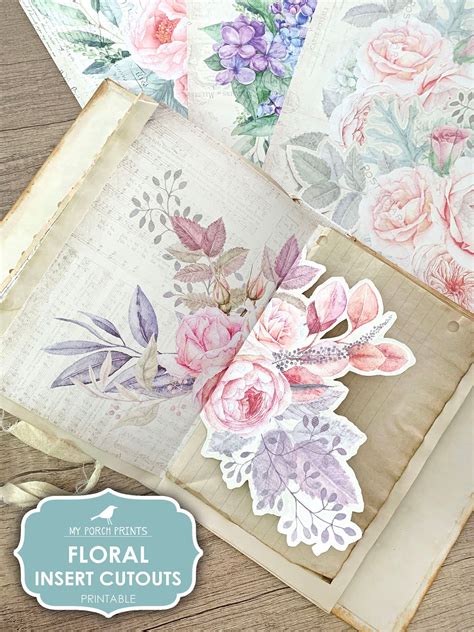 junk journal floral insert cutouts flowers junk journal etsy