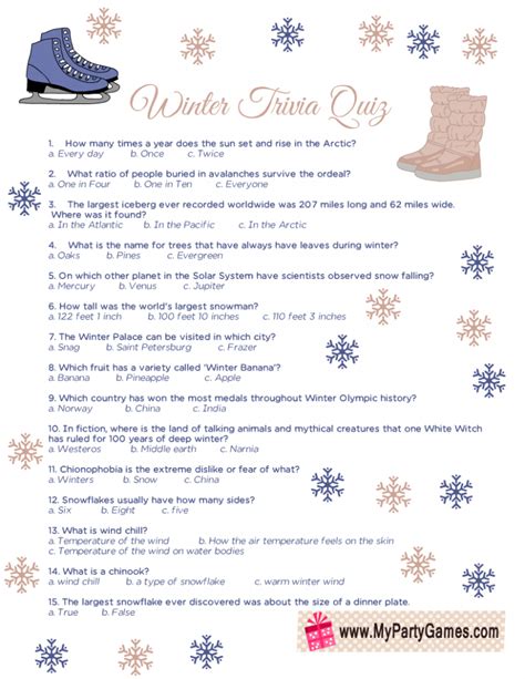 printable winter trivia quiz  answers christmas quiz