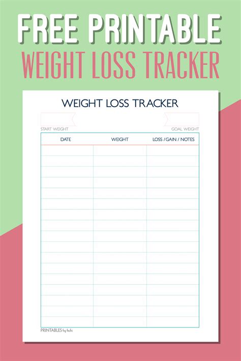 weight loss printable chart