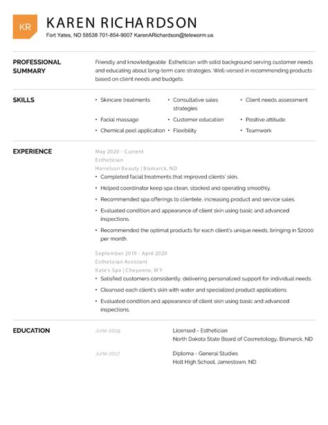 esthetician resume examples   resumenerd