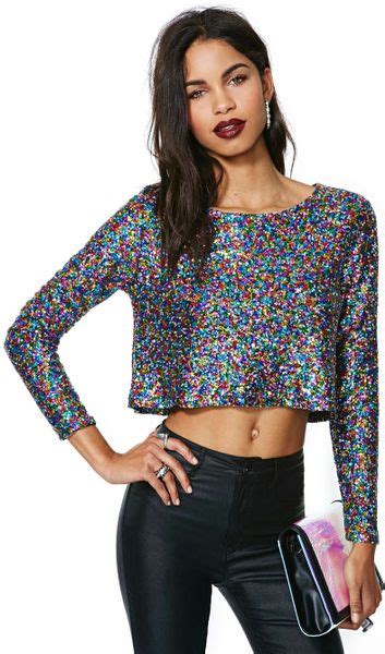 Nasty Gal Minkpink Glamour Glitter Top In Multicolor Multi Lyst