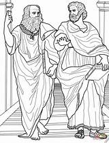 Coloring Plato Aristotle Pages Printable Aristóteles Platón Greek Drawing Escuela Great School Cross sketch template