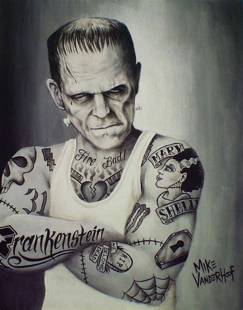 tattooed frankie rockabilly art frankenstein tattoo horror art