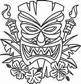 Tiki Totem Coloring Hawaiian Pole Carrancas sketch template