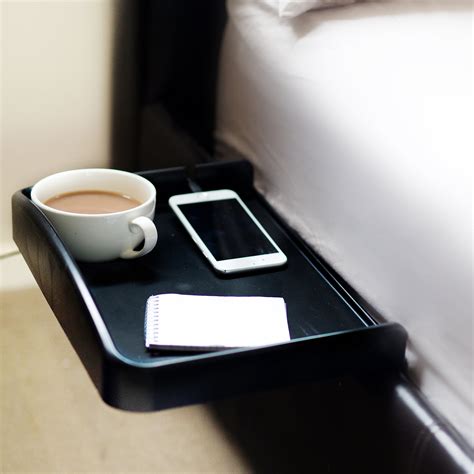 antcrush black bedside shelf clip  attachable tray table  built  cup holder  phone