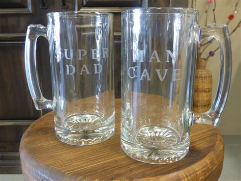 Etched Glass Beer Steins Set Of Two 30