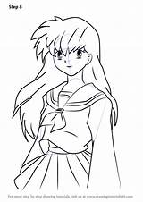 Inuyasha Kagome Higurashi Draw Drawing Step Tutorials Anime Manga Learn Getdrawings Drawingtutorials101 sketch template