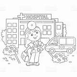 Ziekenhuis Kleurplaat Ziek Dokter Profesiones Hospitales Niños Kleurplaten Ambulancia Animados Ambulance Juguetes Doctora Botiquin sketch template
