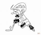 Coloring Cartoon Hockey Pages Player Hocky Drawing sketch template