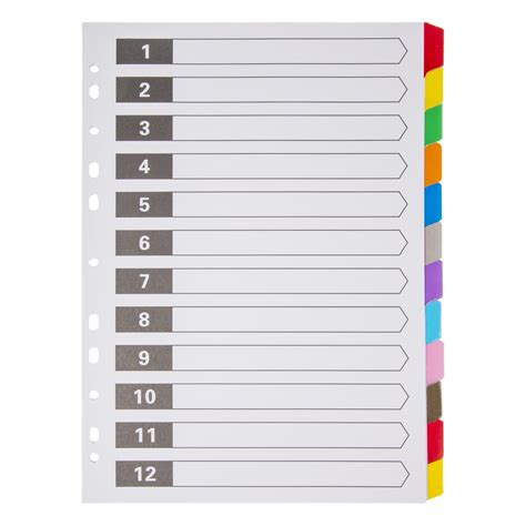 dividers  coloured tabs