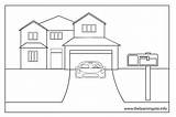 Driveway Coloring House Parts Outline Flashcards Designlooter 53kb 600px Flashcard sketch template