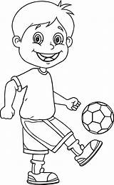 Football Ball Kids Coloring Playing Drawing Soccer Easy Sketch Pages Draw Boy Player Notre Dame Getdrawings Bounce Children Sketches Color sketch template