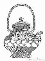 Illustration Highly Teapot Zentangle Detailed Vector Isolated Eps Colouring Adults Style sketch template