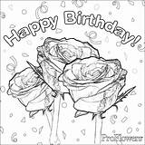 Birthday Coloring Happy Pages Rose Mom Card Printable Roses Sketch Flower Clipart Sheets Drawing Flowers Adult Boy Colouring Color Cards sketch template