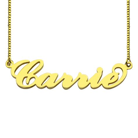 gold sex and the city carrie name necklace box chain getnamenecklace