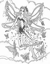 Coloring Fairy Pages Colouring Elf Adult Fairies Printable Fantasy Wings Butterfly Detailed Color Faries Mythical Advanced Kleurplaat Stress Anti Elves sketch template