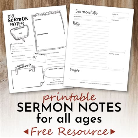 printable sermon notes   ages comresourcescom