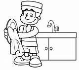 Coloring Dishwasher Para Colorear Lavando Platos Los La Cocina Pages sketch template