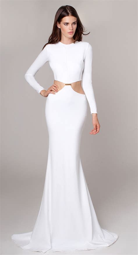 Lurelly Long Sleeve White Gown Prom Dresses Long With Sleeves Prom