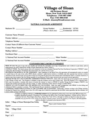 fillable  municipal gas application form  page   village  sloan fax email print
