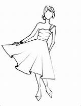 Dress Drawing Easy Coloring Fashion Pages Simple Prom Dresses Clothes Drawings Sketches Kids Girl Cute Color Print Pencil Printable Draw sketch template