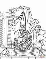 Singapore Merlion Coloring National Pages Template Printable Sketch Creative Categories sketch template