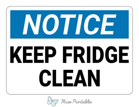 printable  fridge clean notice sign