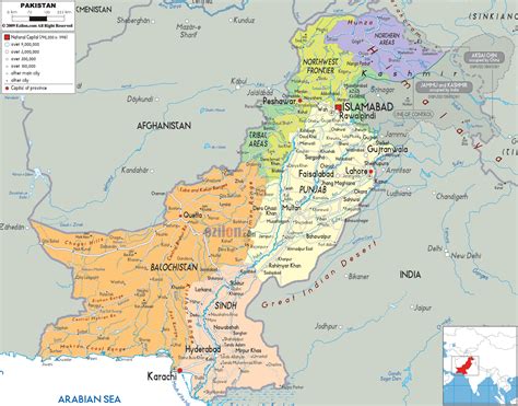 political map  pakistan ezilon maps