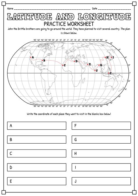latitude  longitude worksheets latitude  longitude globe practice
