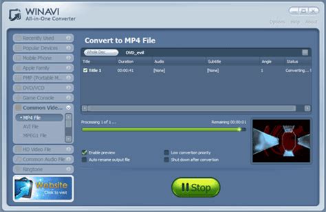 convertire dvd in mp4 con winavi all in one converter