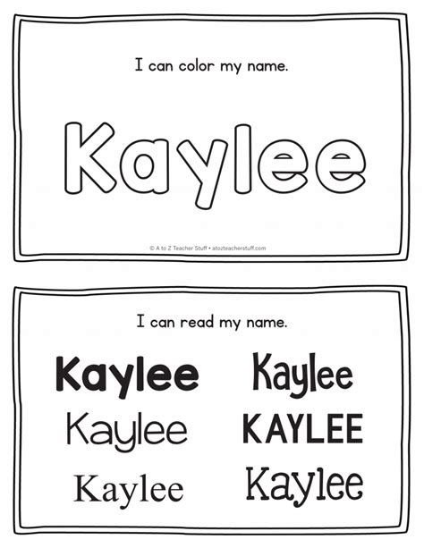kaylee name printables for handwriting practice a to z teacher