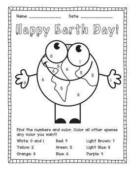 earth day color  number activities   busy class tpt