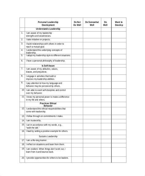 leadership evaluation template