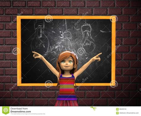 cartoon girl  chalkboard stock illustration illustration  girl